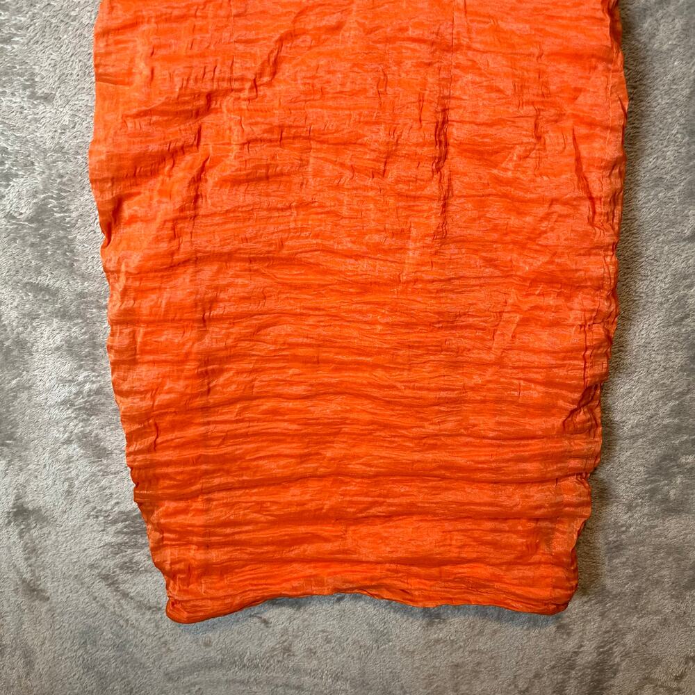 Yigal Azrouel Orange V-Neck Crinkle Bodycon Dress Size 2 - Picture 3 of 8
